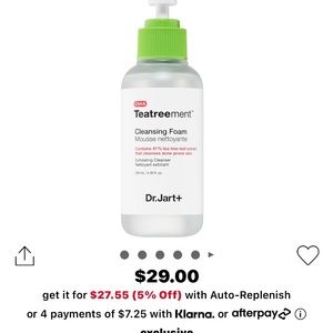 Dr. Jart Teatreement cleansing foam- never opened- exp 11/23